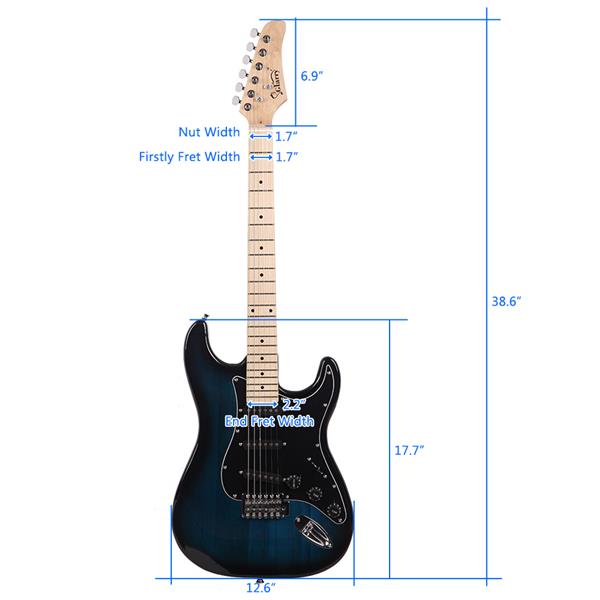 【AM不售卖】GST 单-单-单拾音器 枫木指板 化蓝色-黑护板 S201 ST电吉他+音箱套装-15