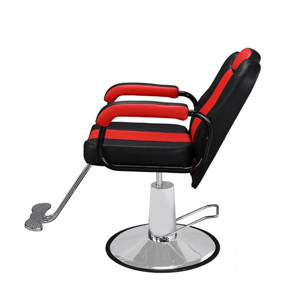 PVC皮套 铁框架 圆形底座 150kg 黑红 HZ88100  理发椅-9
