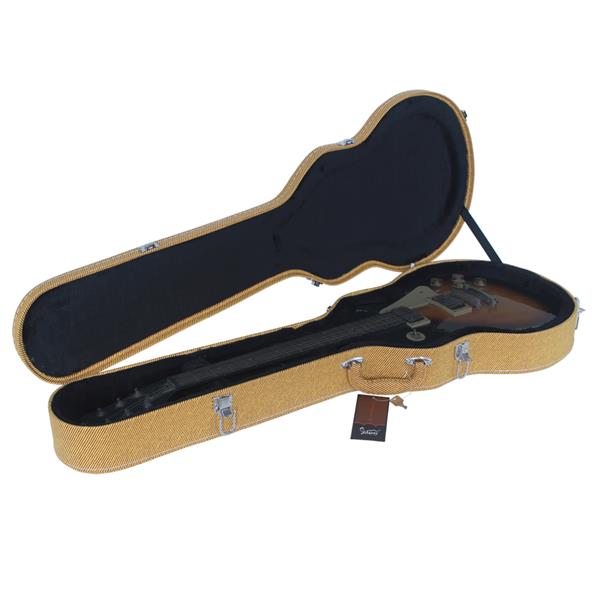 【AM不售卖】PVC 随琴身鼓面型 黄色细纹 GLP电吉他  电吉他皮盒-2