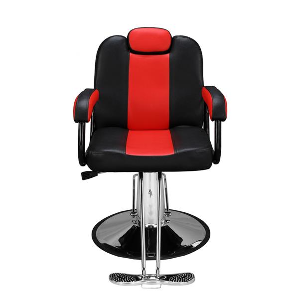 PVC皮套 铁框架 圆形底座 150kg 黑红 HZ88100  理发椅-1