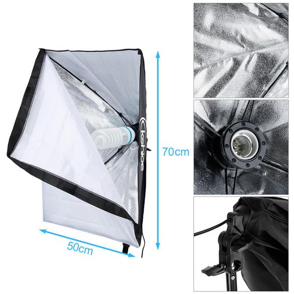 欧规 KS07 45W 长方形 带白伞和黑银伞加柔光箱和背景布支架4灯组合 摄影套装-26