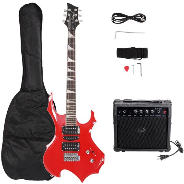 【AM不售卖】单摇双-单-双拾音器 红色 S201 火焰电吉他+音箱套装-1