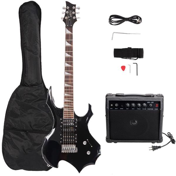 【AM不售卖】单摇双-单-双拾音器 黑色 S201 火焰电吉他+音箱套装-1