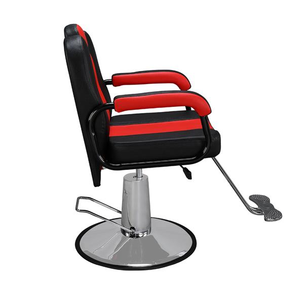 PVC皮套 铁框架 圆形底座 150kg 黑红 HZ88100  理发椅-4