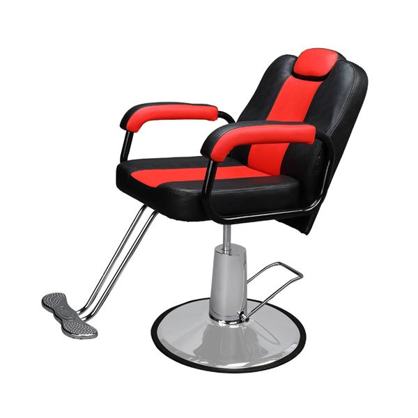 PVC皮套 铁框架 圆形底座 150kg 黑红 HZ88100  理发椅-16