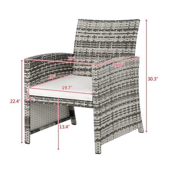 2pcs单人椅和1pc双人椅和1pc茶几 铁框架 拆装 灰白渐变 N002 编藤多件套-35