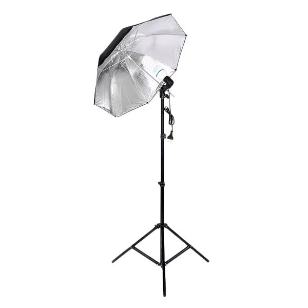 欧规 KS07 45W 长方形 带白伞和黑银伞加柔光箱和背景布支架4灯组合 摄影套装-17