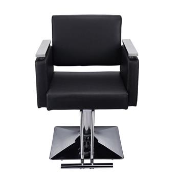 PVC皮革 不锈钢扶手 方形底座 150kg 黑色 HC197R 理发椅