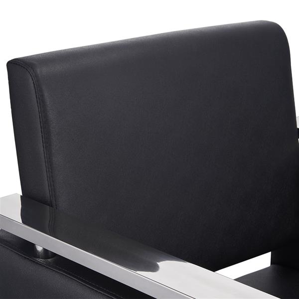 PVC皮革 不锈钢扶手 方形底座 150kg 黑色 HC197R 理发椅-6