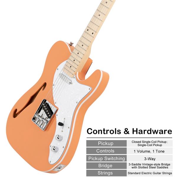 【AM不售卖】GTL 半空心单-单拾音器 玫瑰木指板 橘红色-白珍珠护板 S201 TL电吉他-23