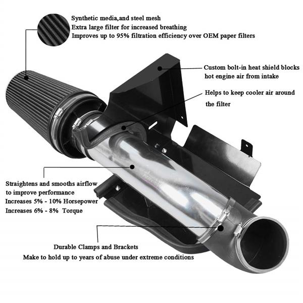 进气套件 适用于GMC/Chevy 4.8L/5.3L/6.0L V8 BX-CAIK-02  黑-2