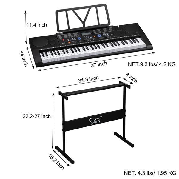 【AM不售卖】GEP-102 61键 黑色 教学多功能 电子琴+支架套装-37