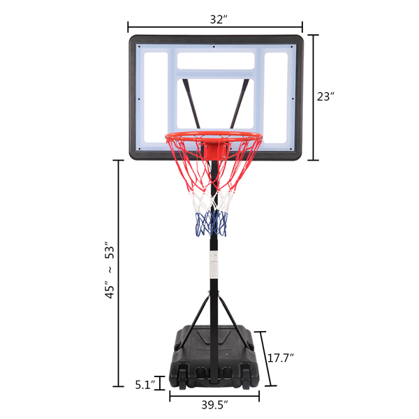 PVC透明板 篮框可调节115-135cm 篮球架 泳池边 最大适用7#球 N002 LX-B064S-9