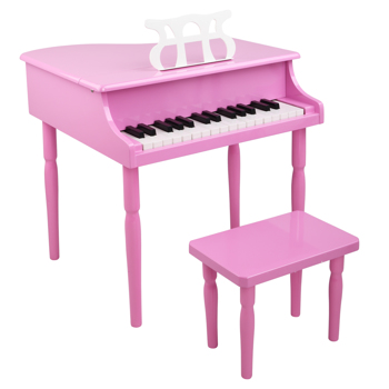 LALAHO 木质 30按键机械音质带乐谱架 粉色 儿童钢琴 49*50.5*48.5cm N001
