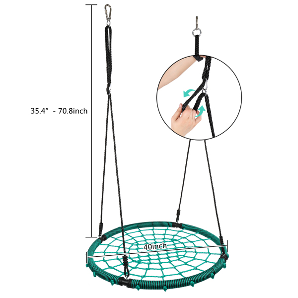 LALAHO PE绳包边 圆形网状 绿色网面 儿童网状秋千 100cm直径 200kg-15