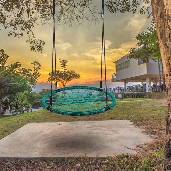 LALAHO PE绳包边 圆形网状 绿色网面 儿童网状秋千 100cm直径 200kg-13