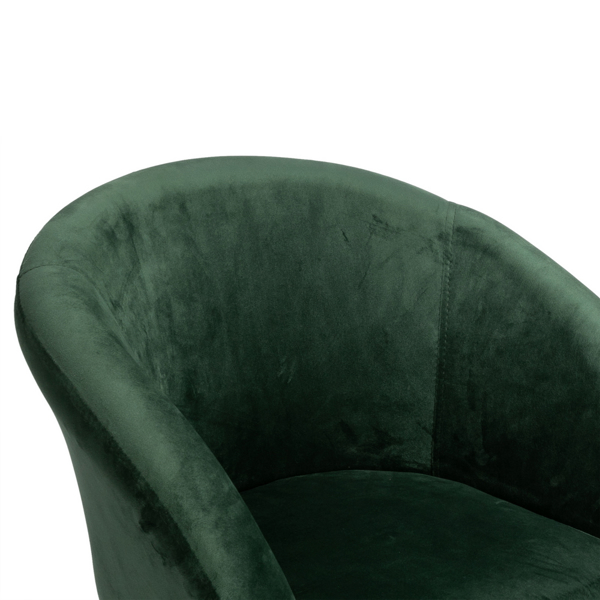 1pc 畚斗款半包围休闲椅加大底盘 绒布 吧椅 半弧形 深绿色坐垫黑色底盘 可旋转升降 N101-11