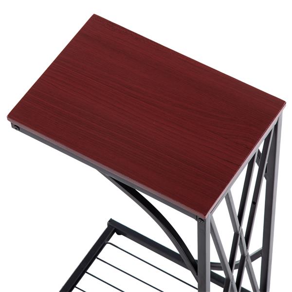 拆装 单层 密度板 铁 边几 C型桌 交叉线条 棕色密度板PVC 黑色喷塑 30.5*21*54cm N101-18