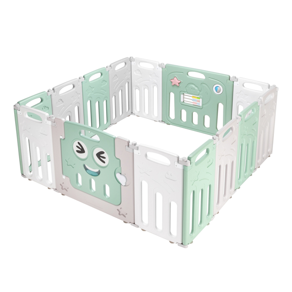 LALAHO HDPE 星途款12+2 绿灰白 婴儿游戏围栏 可折叠-14
