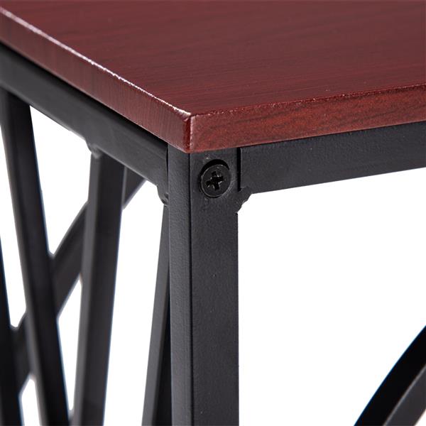拆装 单层 密度板 铁 边几 C型桌 交叉线条 棕色密度板PVC 黑色喷塑 30.5*21*54cm N101-19