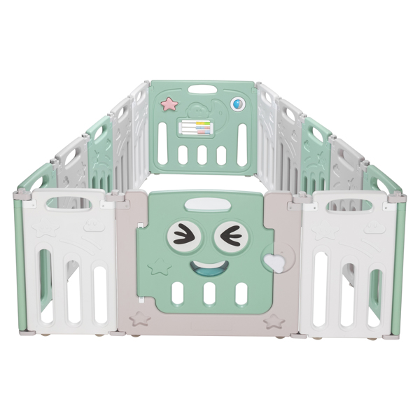 LALAHO HDPE 星途款12+2 绿灰白 婴儿游戏围栏 可折叠-9