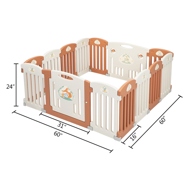 LALAHO HDPE 素可系列12+2 巧克力色 婴儿游戏围栏 拼接无折叠-5