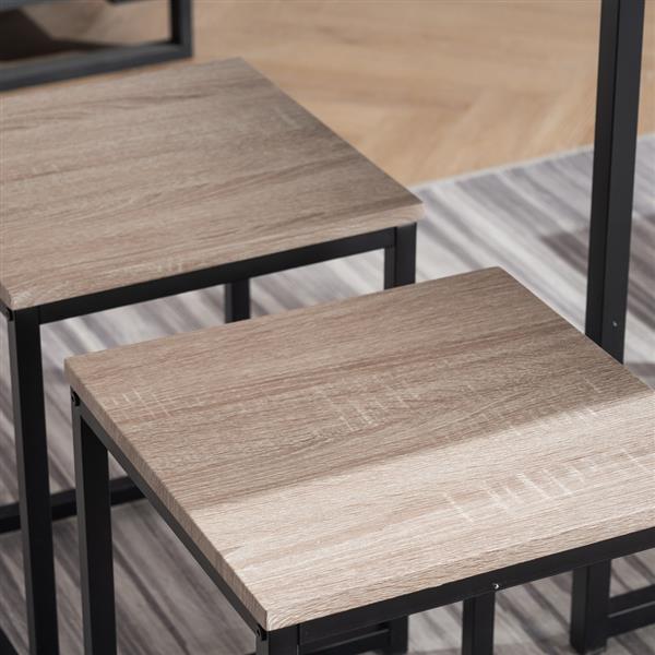 拆装 密度板 铁 深橡木 黑烤漆 餐桌椅套装 1桌4椅 正方形 N101-9