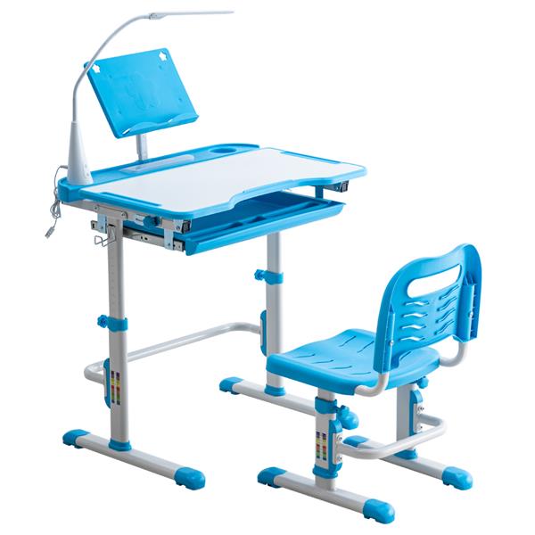 N101 1set 带阅读架带灯 铁管 塑料 长方形 蓝色 70*48*(52-74)cm 提拉升降 现代 适用于3岁以上 学习桌椅-8