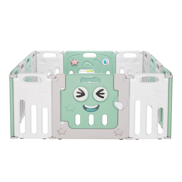LALAHO HDPE 星途款12+2 绿灰白 婴儿游戏围栏 可折叠-12