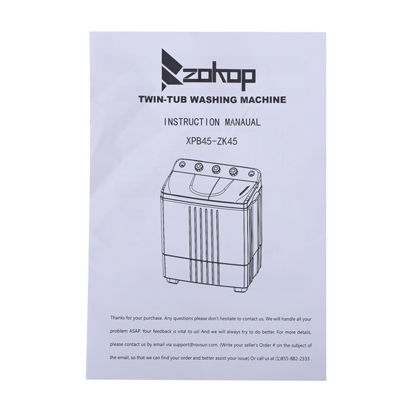 美规 XPB45-ZK45 16.5Lbs 洗衣机 110V 400W 双桶 塑料 灰色盖板 半自动-22