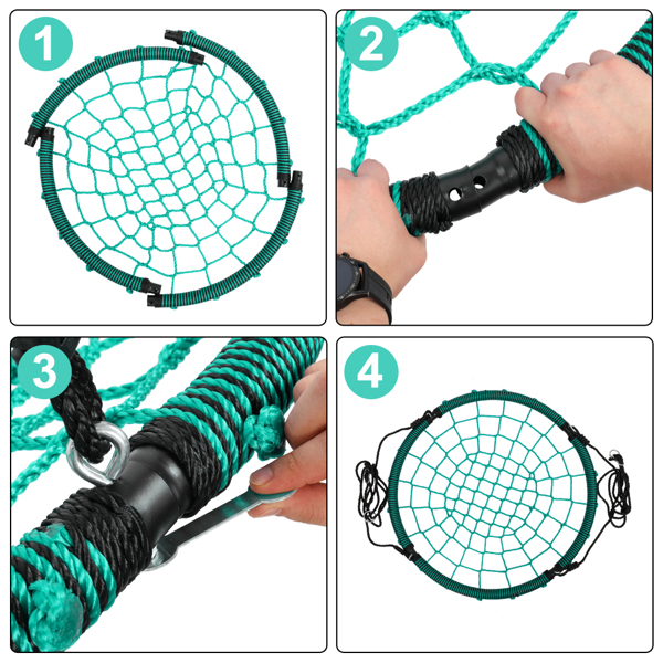 LALAHO PE绳包边 圆形网状 绿色网面 儿童网状秋千 100cm直径 200kg-17