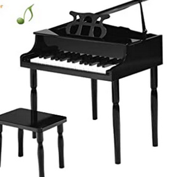 LALAHO 木质 30按键机械音质带乐谱架 黑色 儿童钢琴 49*50.5*48.5cm N001-1
