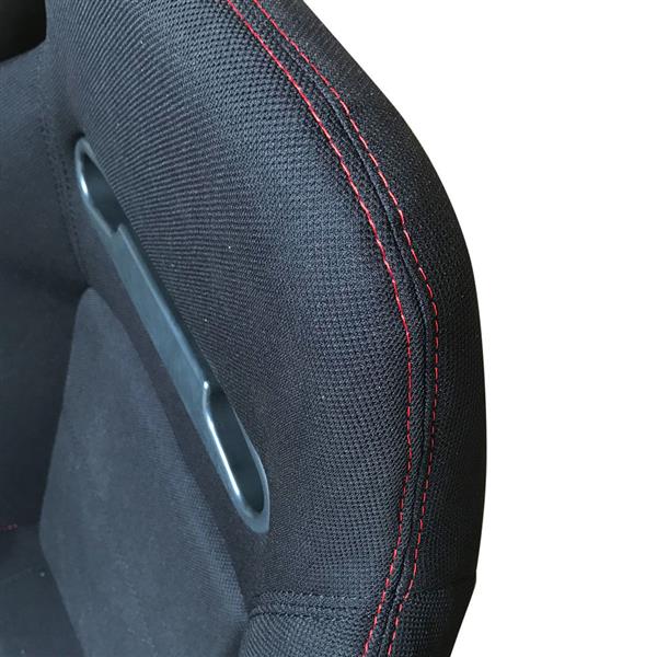红线黑布+可调节的滑动条赛车座椅-4