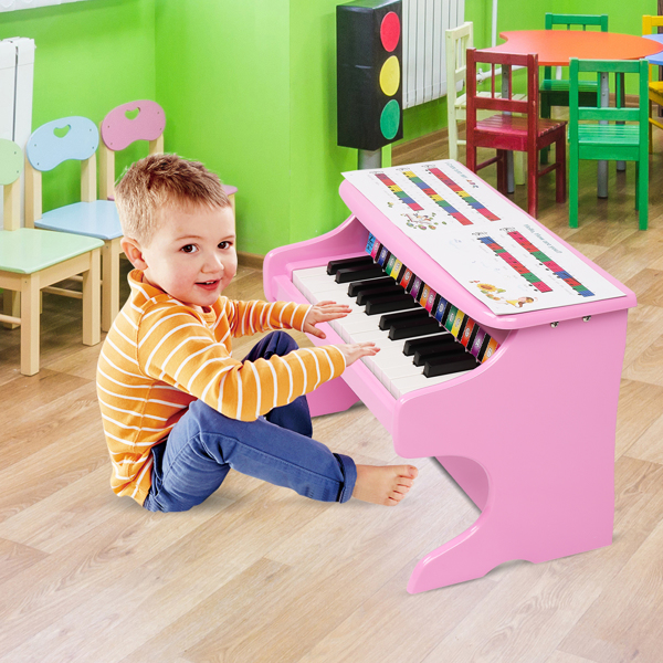 LALAHO 木质 25按键机械音质 粉色 儿童钢琴 41.5*25*29.5cm-12