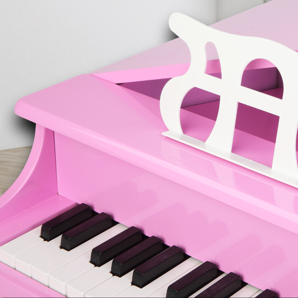 LALAHO 木质 30按键机械音质带乐谱架 粉色 儿童钢琴 49*50.5*48.5cm N001-12