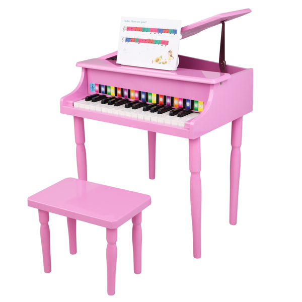 LALAHO 木质 30按键机械音质带乐谱架 粉色 儿童钢琴 49*50.5*48.5cm N001-4