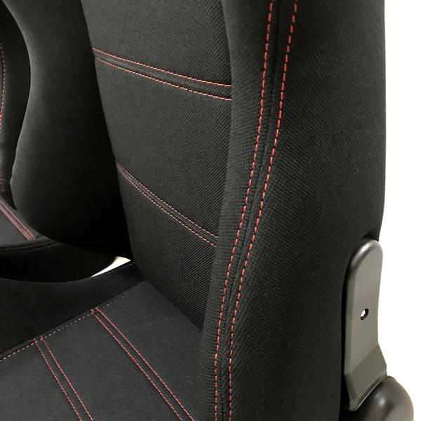 红线黑布+可调节的滑动条赛车座椅-15