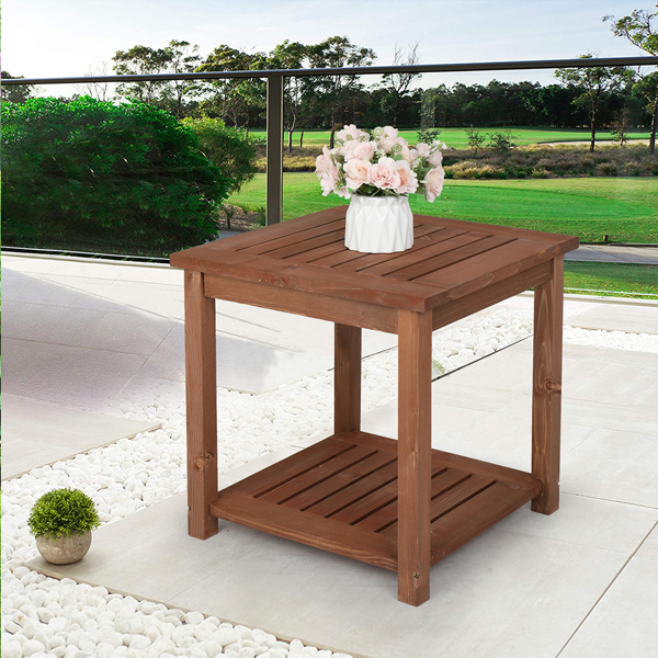 实木 正方形 碳化色 庭院边桌 45*45*45cm N001-12