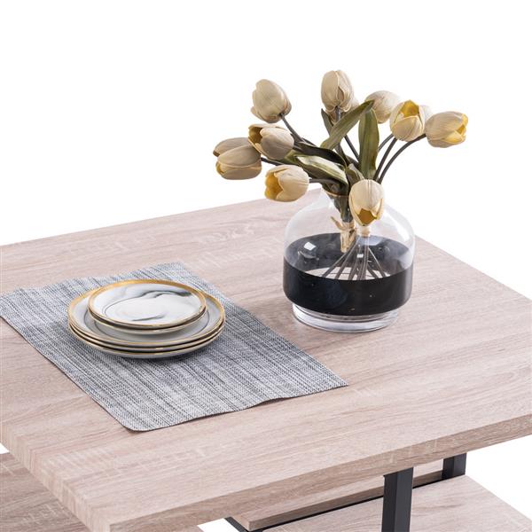 拆装 密度板 铁 深橡木 黑烤漆 餐桌椅套装 1桌4椅 正方形 N101-3