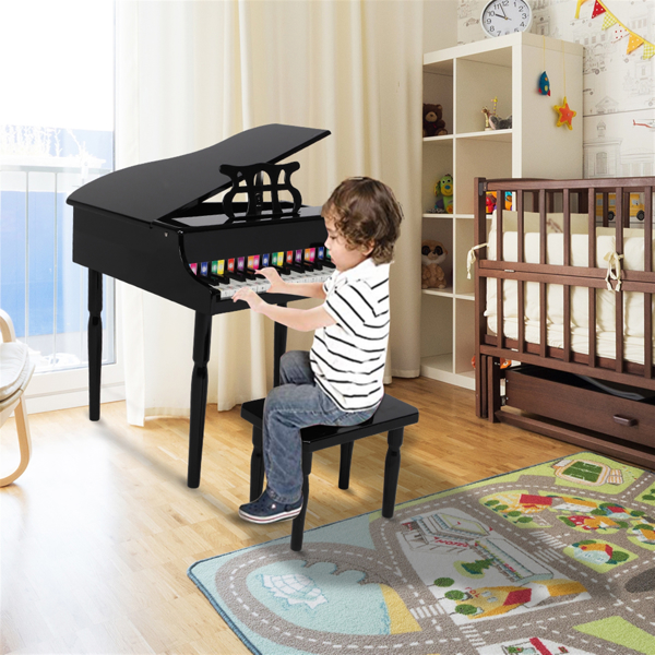 LALAHO 木质 30按键机械音质带乐谱架 黑色 儿童钢琴 49*50.5*48.5cm N001-16