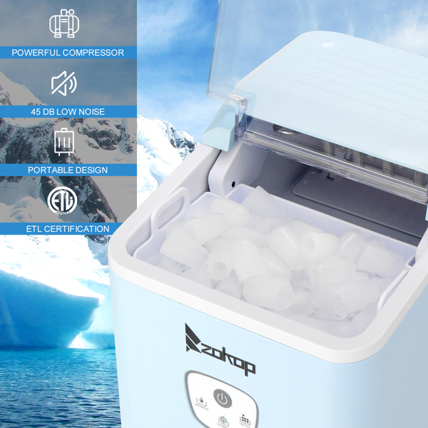 美规 ICM-1225 120V 120W 26lbs/12kg/24h 制冰机 蓝色 塑料 透明盖子/按键式 家用-6