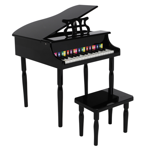 LALAHO 木质 30按键机械音质带乐谱架 黑色 儿童钢琴 49*50.5*48.5cm N001-4