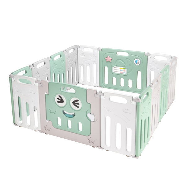 LALAHO HDPE 星途款12+2 绿灰白 婴儿游戏围栏 可折叠-10