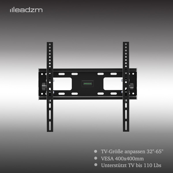 TMW400 最大VESA400*400/向下10° 壁挂电视架 50kg 带水平泡 32-65"液晶电视 黑色-2