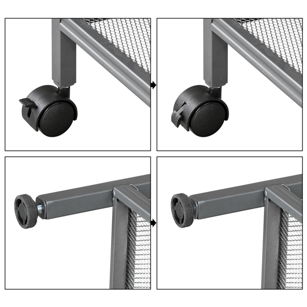 Hodely 灰色 4层网格面带轮子 铁 58.6*29.5*100cm 家用金属推车 LX-CJ022 N001-20