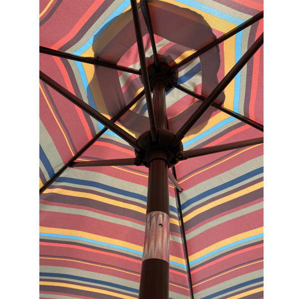 户外8.6英尺市场桌伞遮阳伞太阳伞，带倾斜和曲柄，不包括伞底座(红色条纹)-6