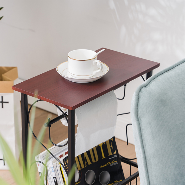 拆装 密度板 铁 边桌 37*20*54cm 长方形 咖啡色桌面 黑色喷塑 N001-18