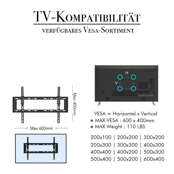 TMW798S 最大VESA400*600/向下10° 壁挂电视架 50kg 带水平泡 32-70"液晶电视 黑色-23