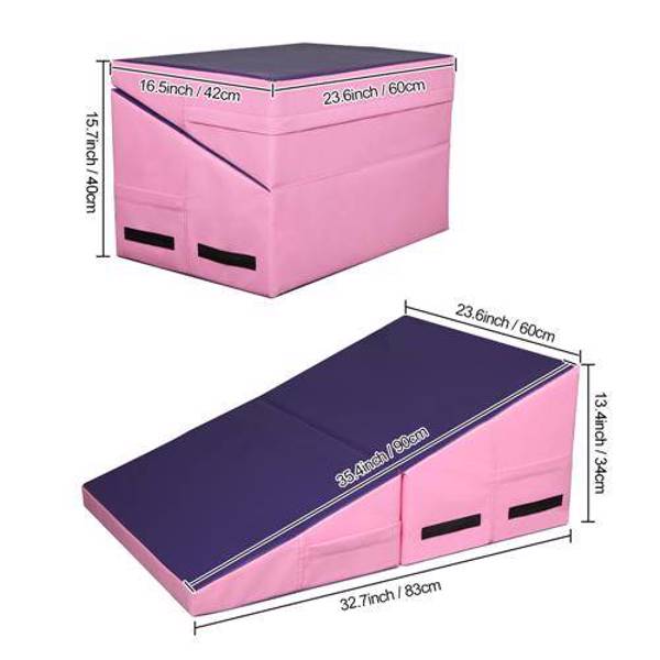 【SKS】梯形体操垫 PVC夹网布800D 紫粉色 33*24*14inch-8