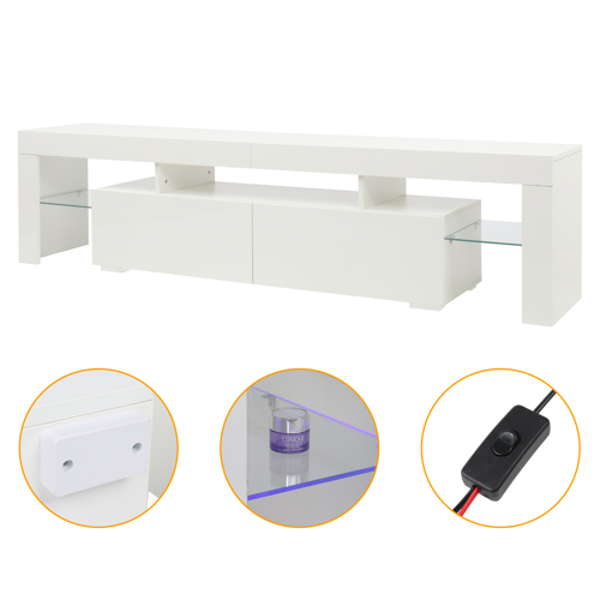 白色 烤漆面+三胺面刨花板 电视柜 带LED灯（紫色光） N001-6